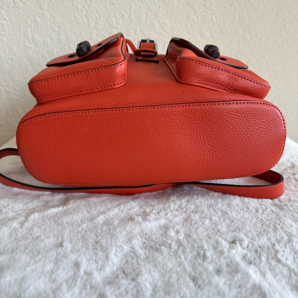 Gucci Vibrant Orange Leather Bamboo Backpack. P0221 - Picture 8 of 17